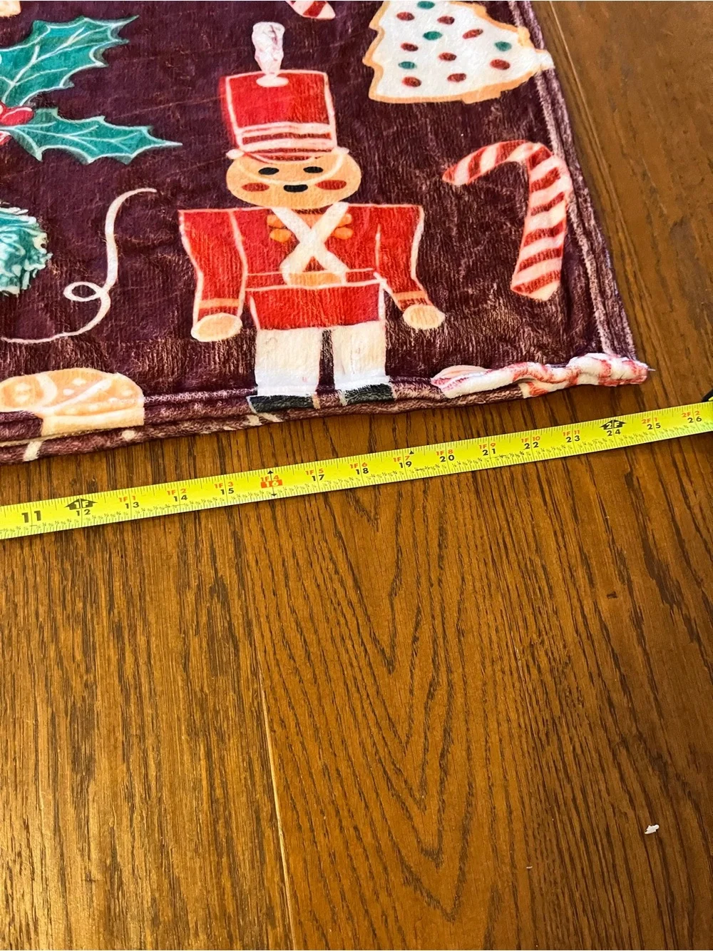 Super Soft Burgundy Holiday Christmas Throw Blanket with Santa & Gingerbread
